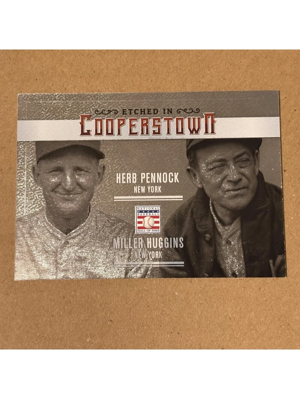 2015 Panini Cooperstown Herb Pennock / Miller Huggins #14 Etched in Silver